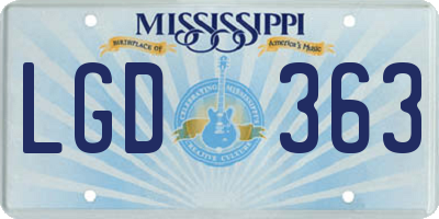 MS license plate LGD363