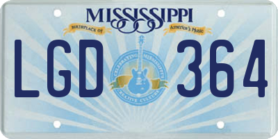 MS license plate LGD364