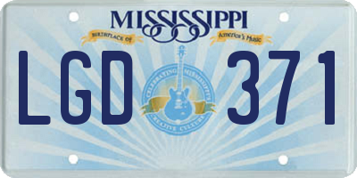 MS license plate LGD371