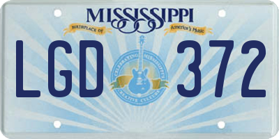 MS license plate LGD372