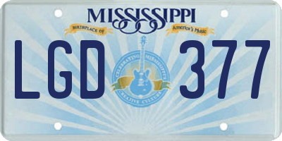 MS license plate LGD377
