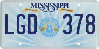 MS license plate LGD378