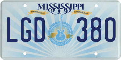 MS license plate LGD380