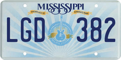 MS license plate LGD382
