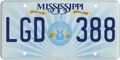 MS license plate LGD388