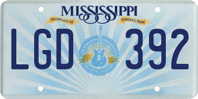 MS license plate LGD392