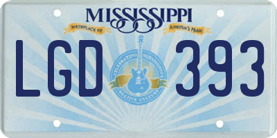 MS license plate LGD393