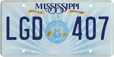 MS license plate LGD407