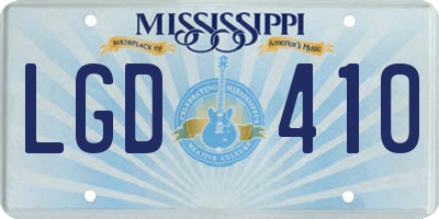 MS license plate LGD410