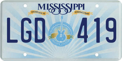 MS license plate LGD419