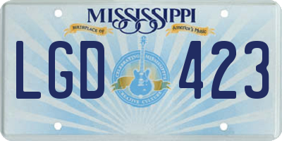 MS license plate LGD423