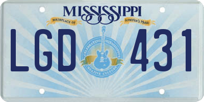 MS license plate LGD431