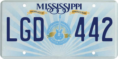 MS license plate LGD442