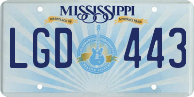 MS license plate LGD443