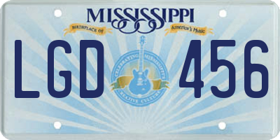 MS license plate LGD456