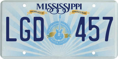 MS license plate LGD457