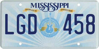 MS license plate LGD458