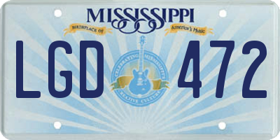 MS license plate LGD472