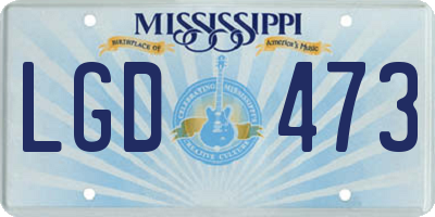 MS license plate LGD473