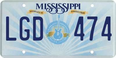 MS license plate LGD474