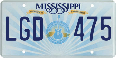 MS license plate LGD475