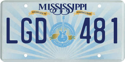 MS license plate LGD481