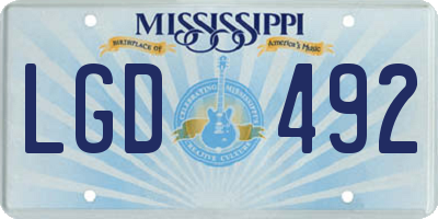 MS license plate LGD492
