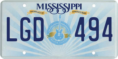 MS license plate LGD494