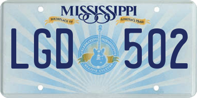 MS license plate LGD502