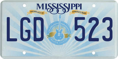 MS license plate LGD523