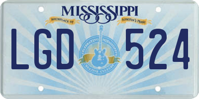 MS license plate LGD524