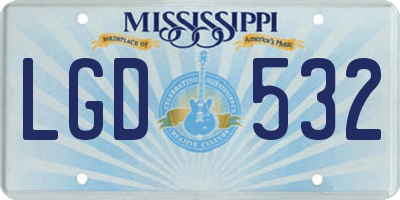 MS license plate LGD532