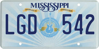 MS license plate LGD542