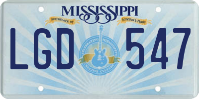 MS license plate LGD547