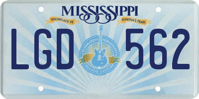 MS license plate LGD562