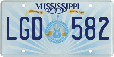 MS license plate LGD582