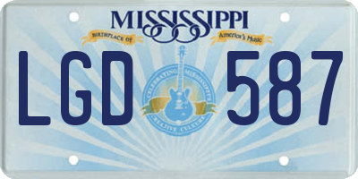 MS license plate LGD587