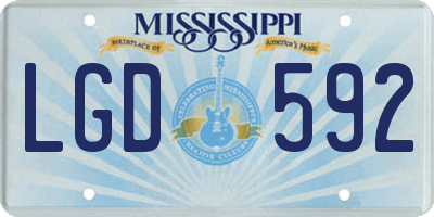 MS license plate LGD592