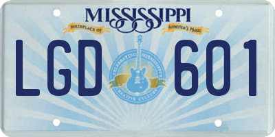MS license plate LGD601