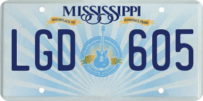 MS license plate LGD605