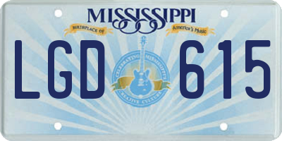 MS license plate LGD615