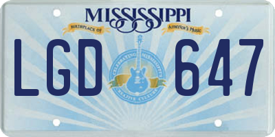 MS license plate LGD647