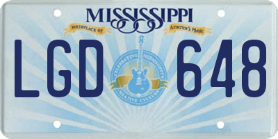 MS license plate LGD648