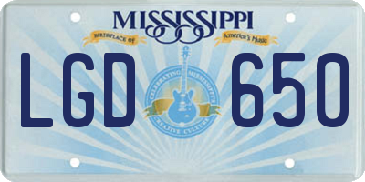 MS license plate LGD650