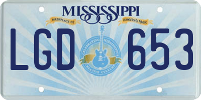 MS license plate LGD653
