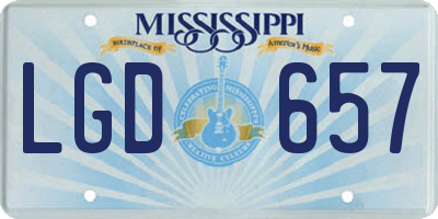MS license plate LGD657