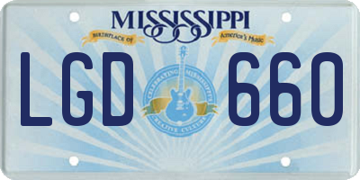 MS license plate LGD660