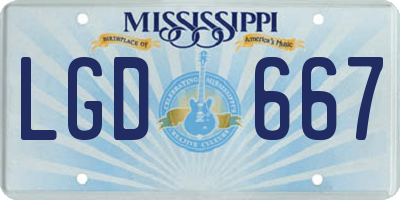 MS license plate LGD667