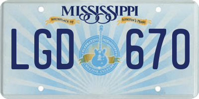 MS license plate LGD670