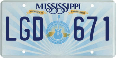 MS license plate LGD671